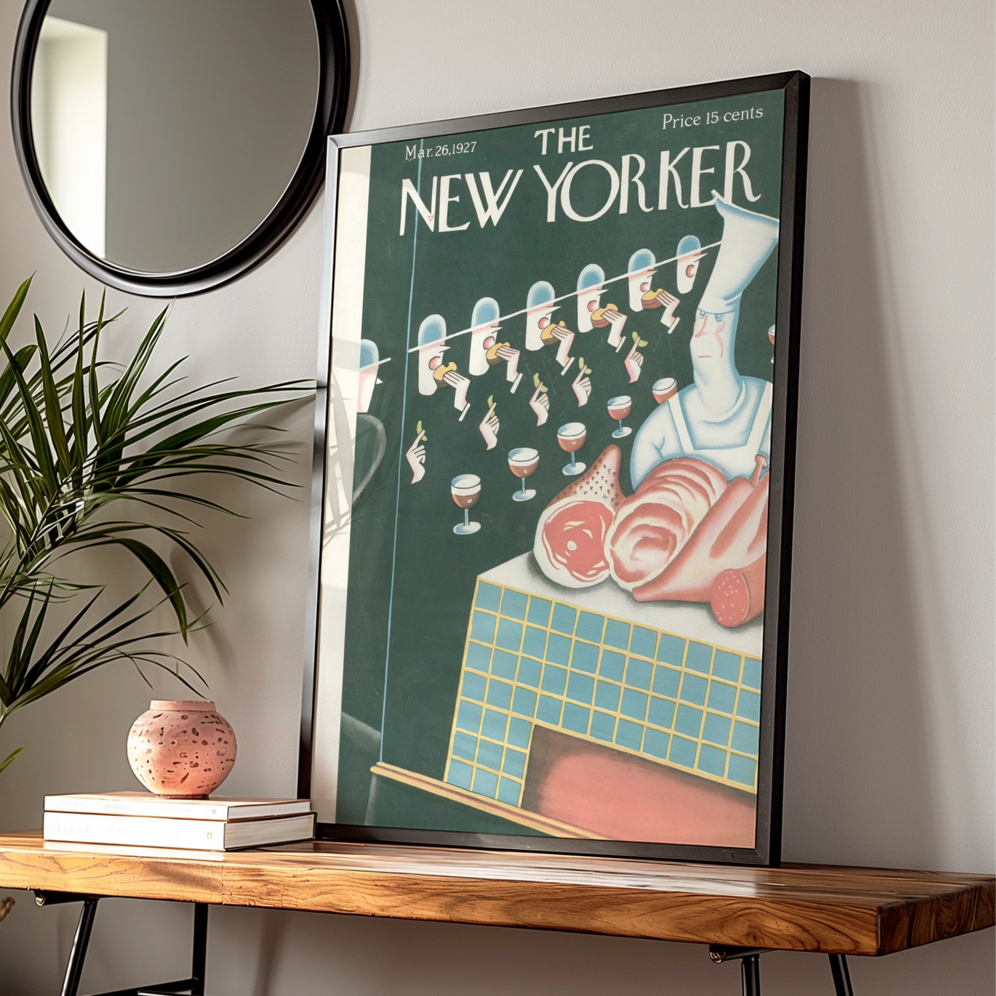 The New Yorker March 1927 Poster, Vintage Chef Art Deco Cover Print, Kitchen Wall Art