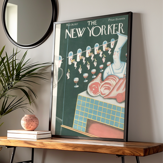 The New Yorker March 1927 Poster, Vintage Chef Art Deco Cover Print, Kitchen Wall Art