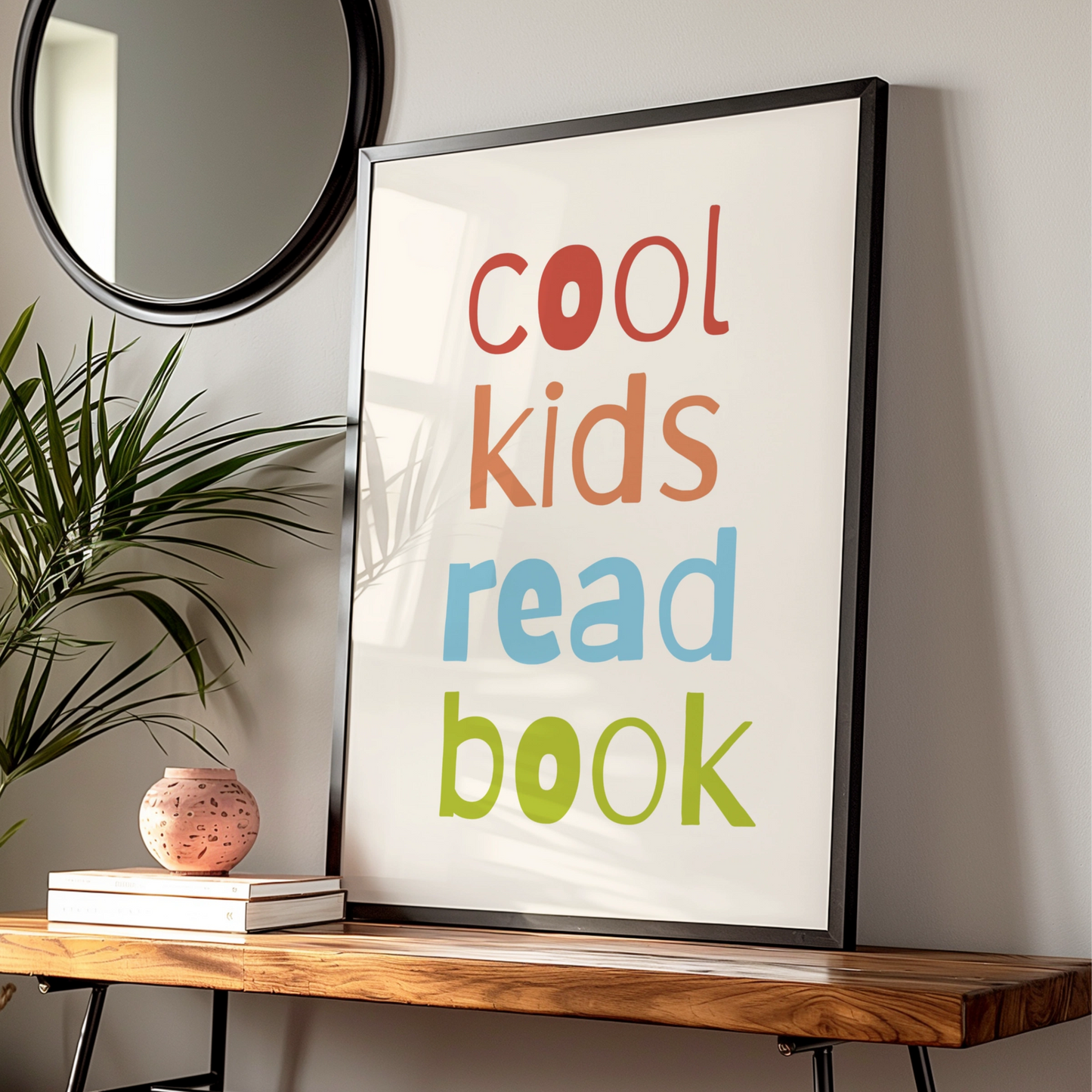 Cool Kids Read Book Nursery Wall Art, Children's Reading Poster, Colourful Kids Room Print