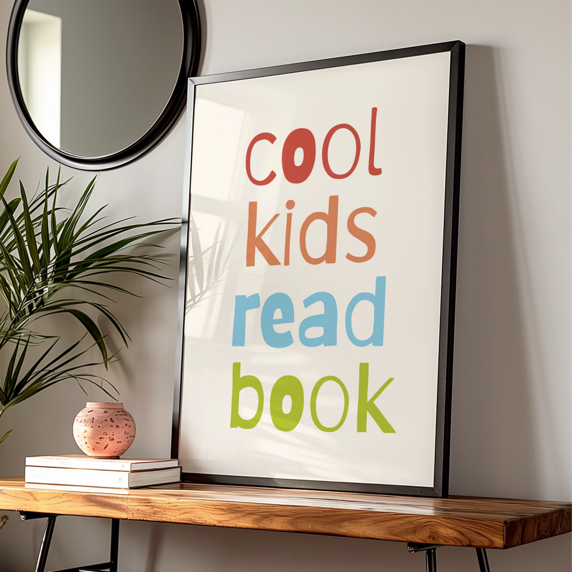 Cool Kids Read Book Nursery Wall Art, Children's Reading Poster, Colourful Kids Room Print