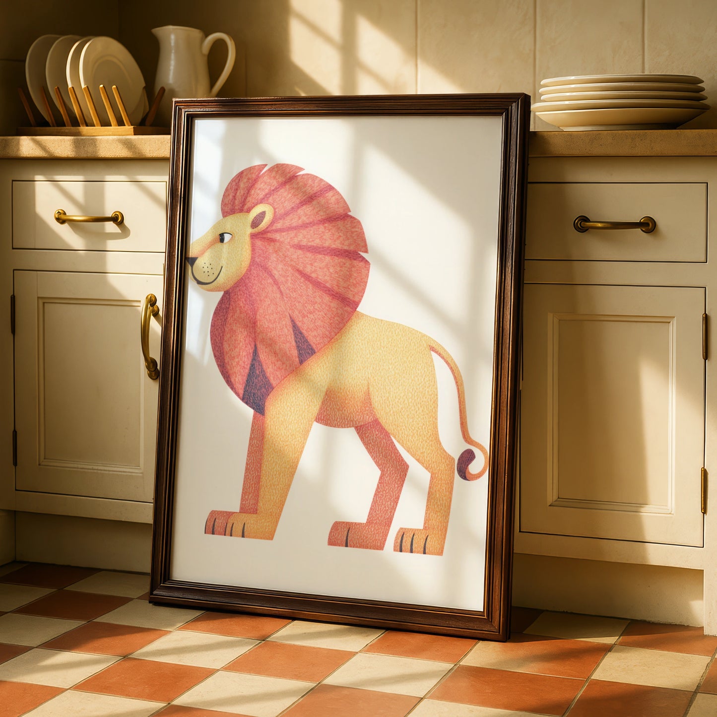 Lion Nursery Wall Art, Cute Safari Animal Print, Kids Room Poster, Colourful Baby Decor