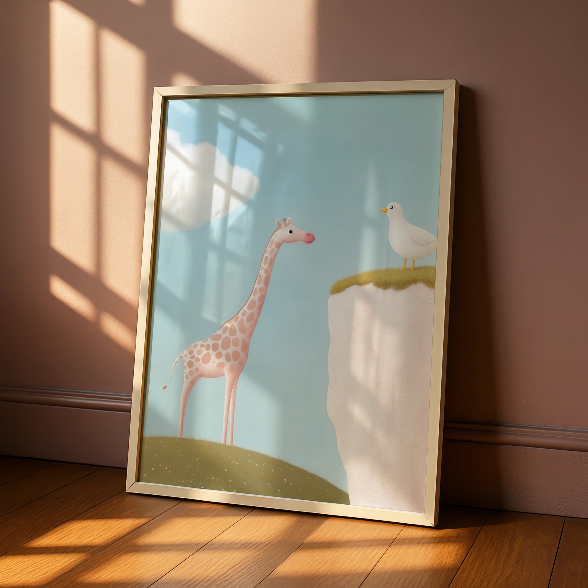 Giraffe Nursery Wall Art, Cute Animal Print, Baby Girl Poster, Pastel Kids Room Decor
