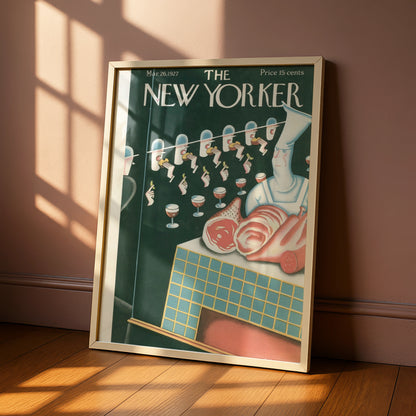 The New Yorker March 1927 Poster, Vintage Chef Art Deco Cover Print, Kitchen Wall Art
