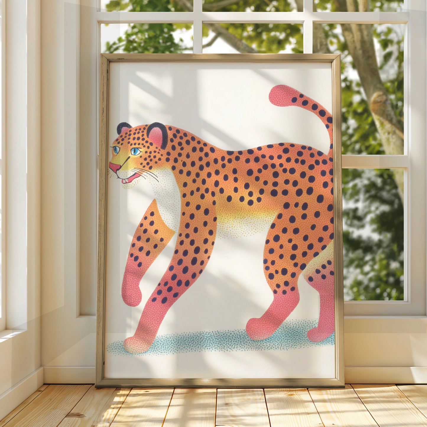 Leopard Nursery Wall Art, Colourful Cheetah Print, Kids Room Poster, Safari Animal Decor