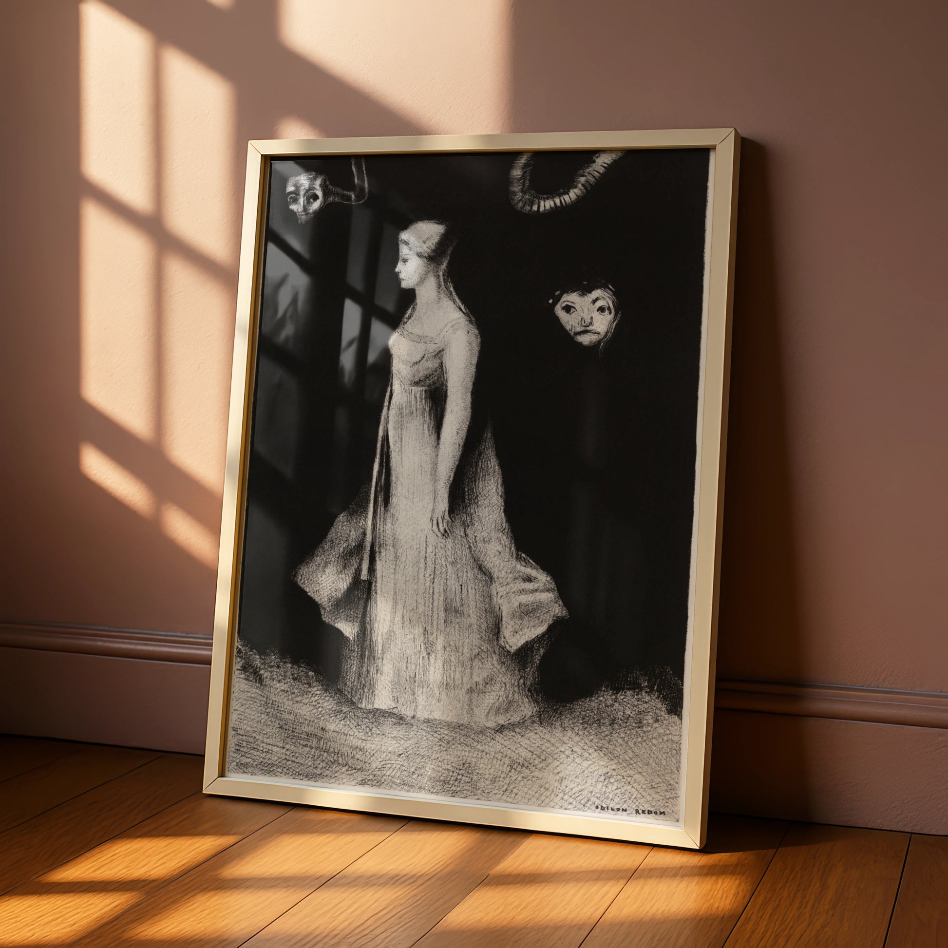 Odilon Redon Halloween Art Print, Gothic Dark Surreal Poster, Macabre Wall Art