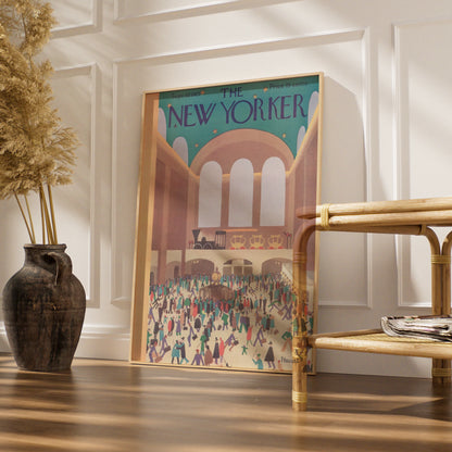 The New Yorker 1927 Grand Central Station Poster, Vintage Art Deco NYC Wall Art