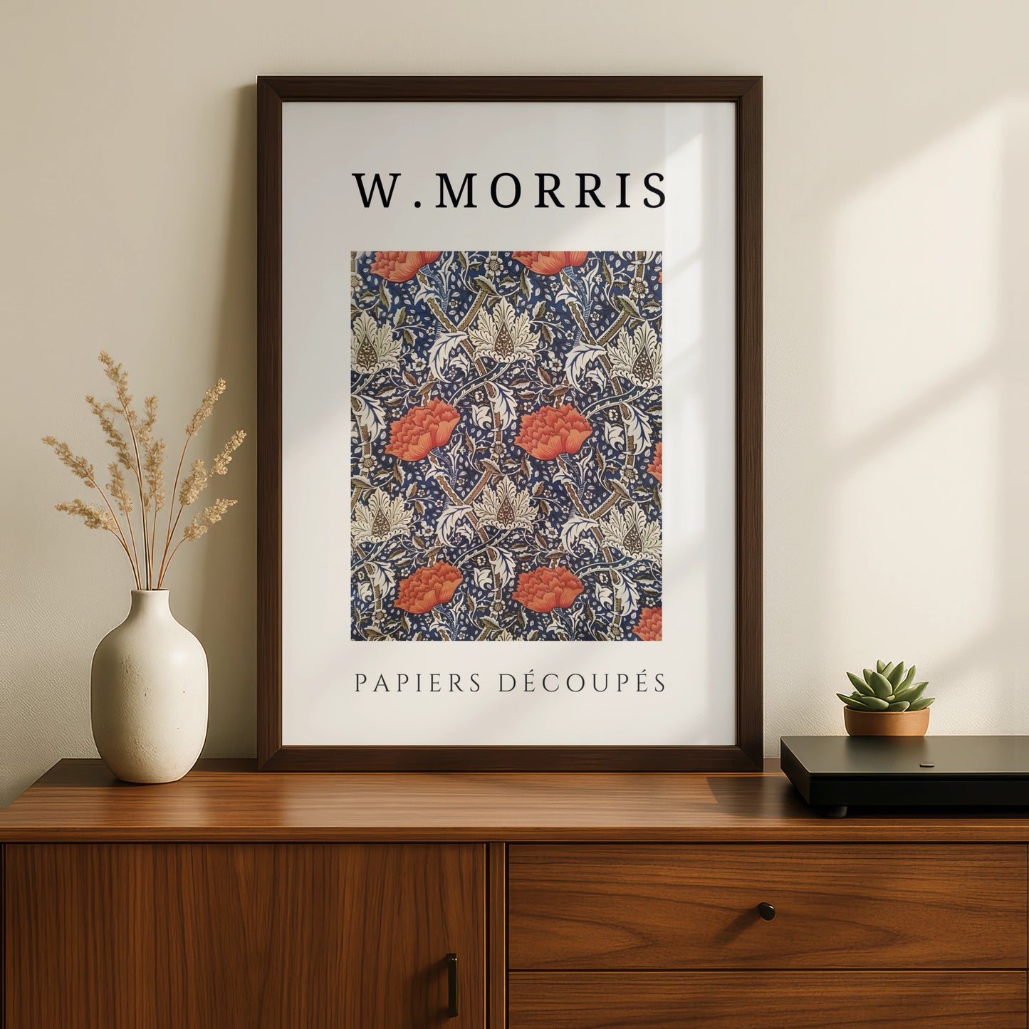 William Morris Floral Wall Art Print | Navy Blue Red Botanical Poster, Living Room Decor – product image 2
