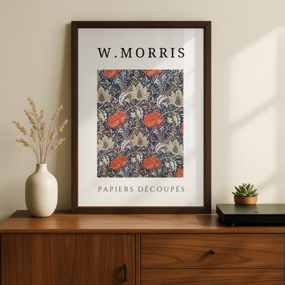 William Morris Floral Wall Art Print | Navy Blue Red Botanical Poster, Living Room Decor – product image 2