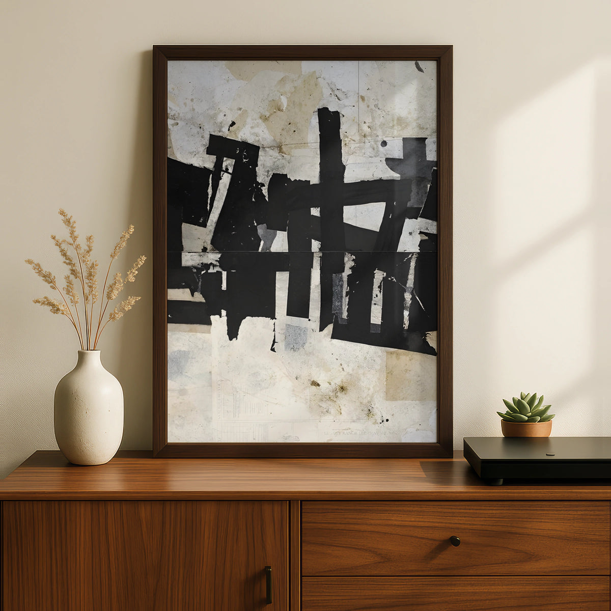 Abstract Monochrome Collage Print, Black and White Poster, Modern Wall Art