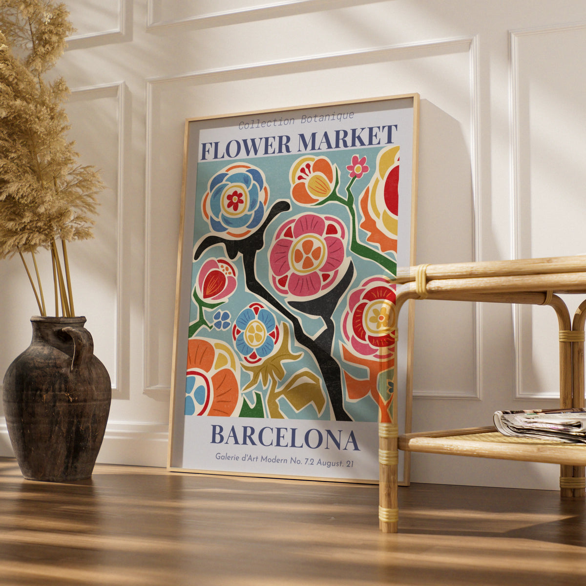 Flower Market Barcelona Maximalist Poster, Botanical Floral Wall Art, Colourful Bold Print