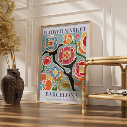 Flower Market Barcelona Maximalist Poster, Botanical Floral Wall Art, Colourful Bold Print
