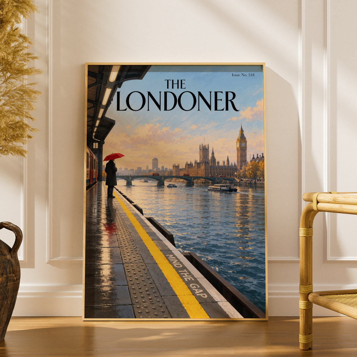 London Underground Poster, Big Ben Thames Wall Art, Mind the Gap Magazine Cover Art Print