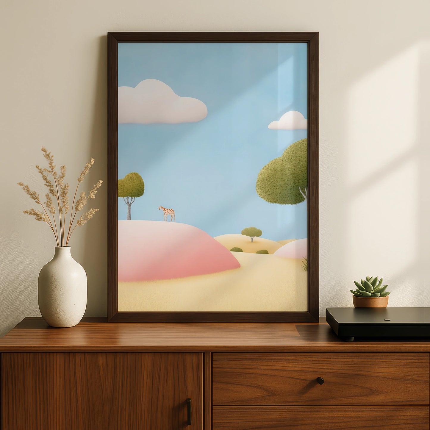 Giraffe Nursery Wall Art, Safari Animal Print, Pastel Kids Room Poster, Baby Decor