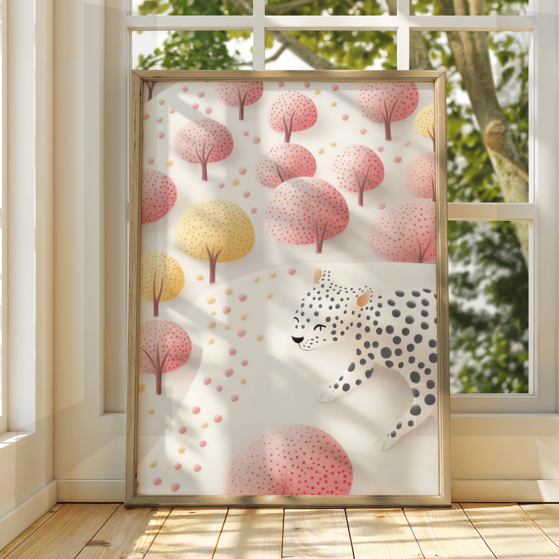 Leopard Nursery Wall Art, Pink Cheetah Print, Baby Girl Room Poster, Cute Animal Decor