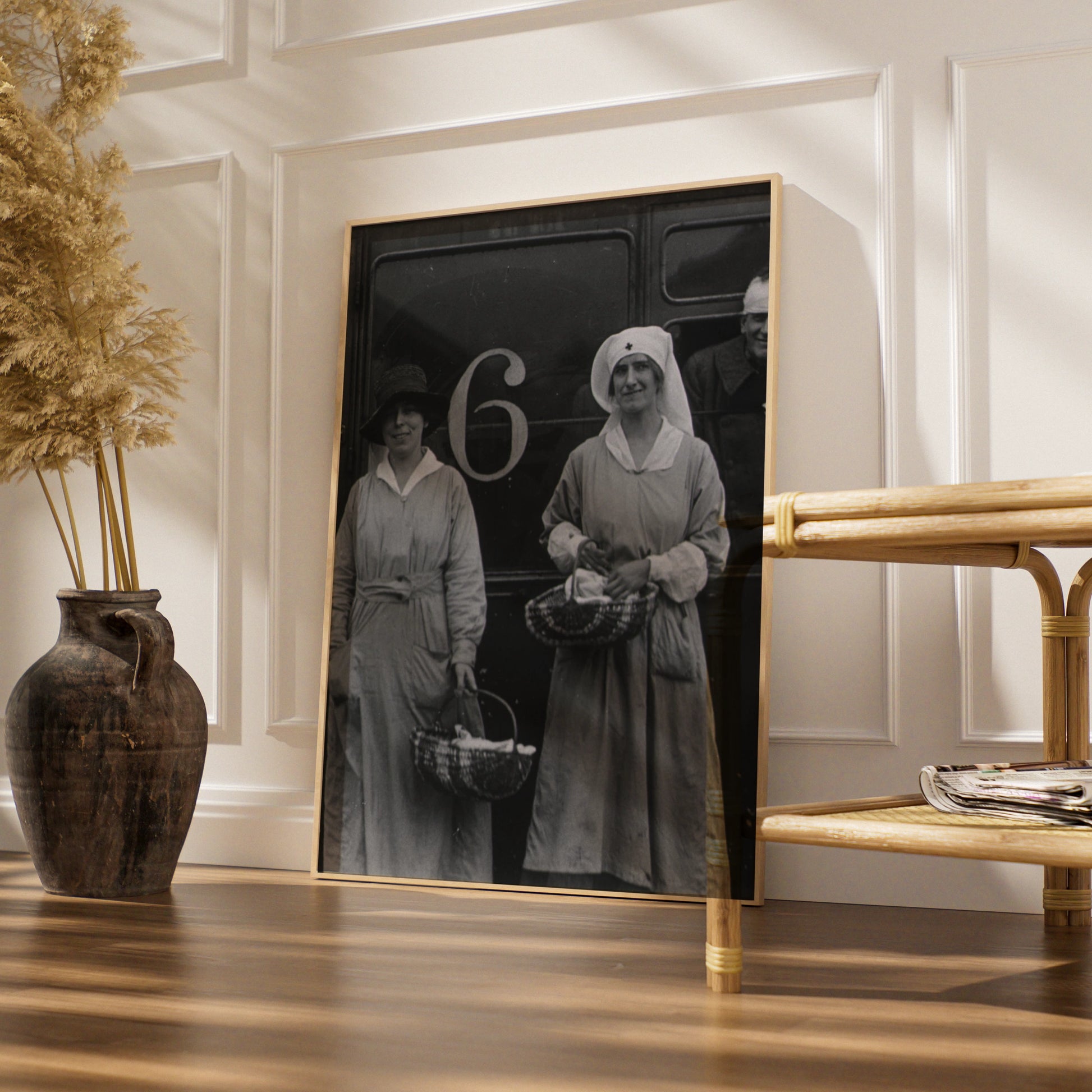 WW1 Nurses Vintage Photo Poster, Red Cross Women War History Black White Print