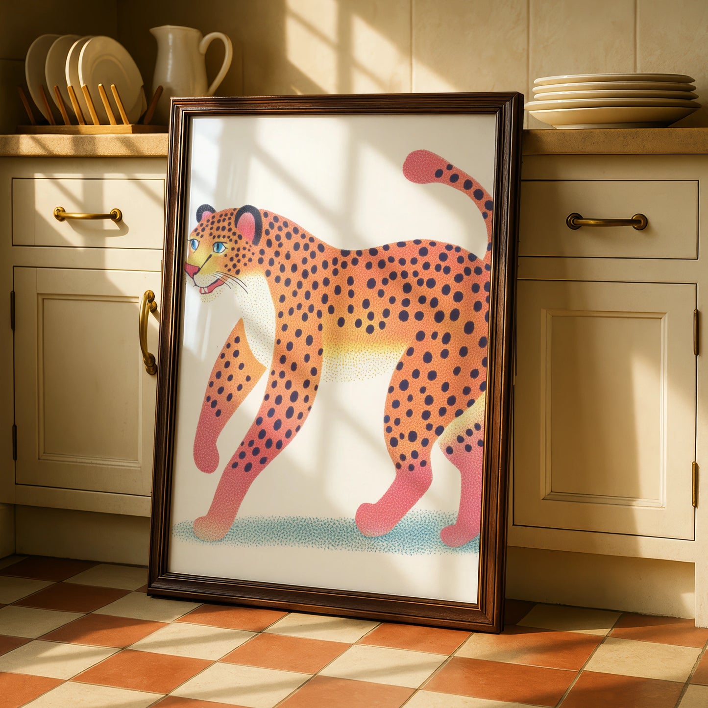 Leopard Nursery Wall Art, Colourful Cheetah Print, Kids Room Poster, Safari Animal Decor