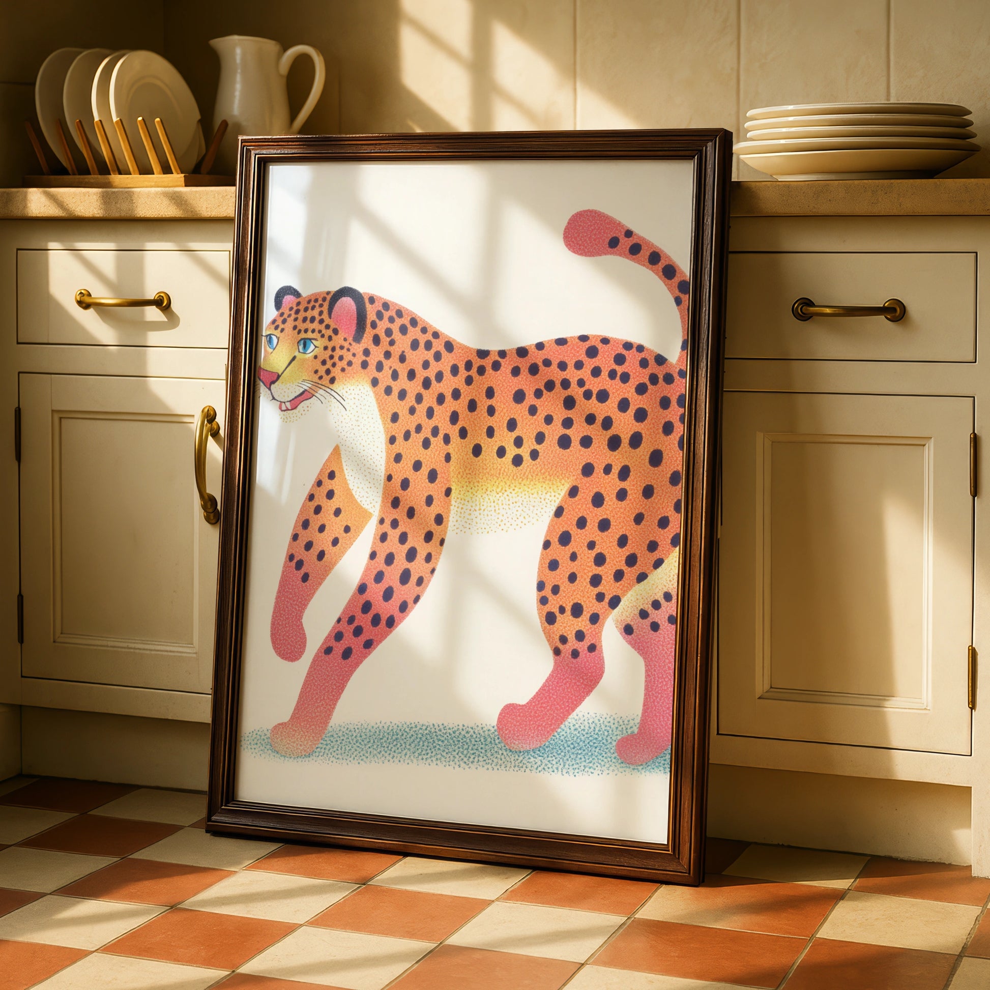 Leopard Nursery Wall Art, Colourful Cheetah Print, Kids Room Poster, Safari Animal Decor