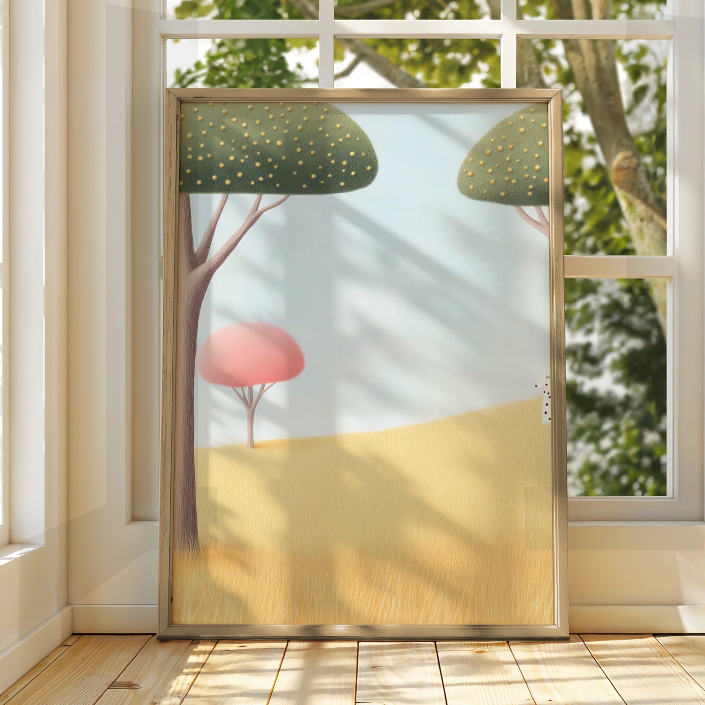 Nursery Wall Art Whimsical Forest Print, Pastel Trees Poster, Kids Room Decor Gift