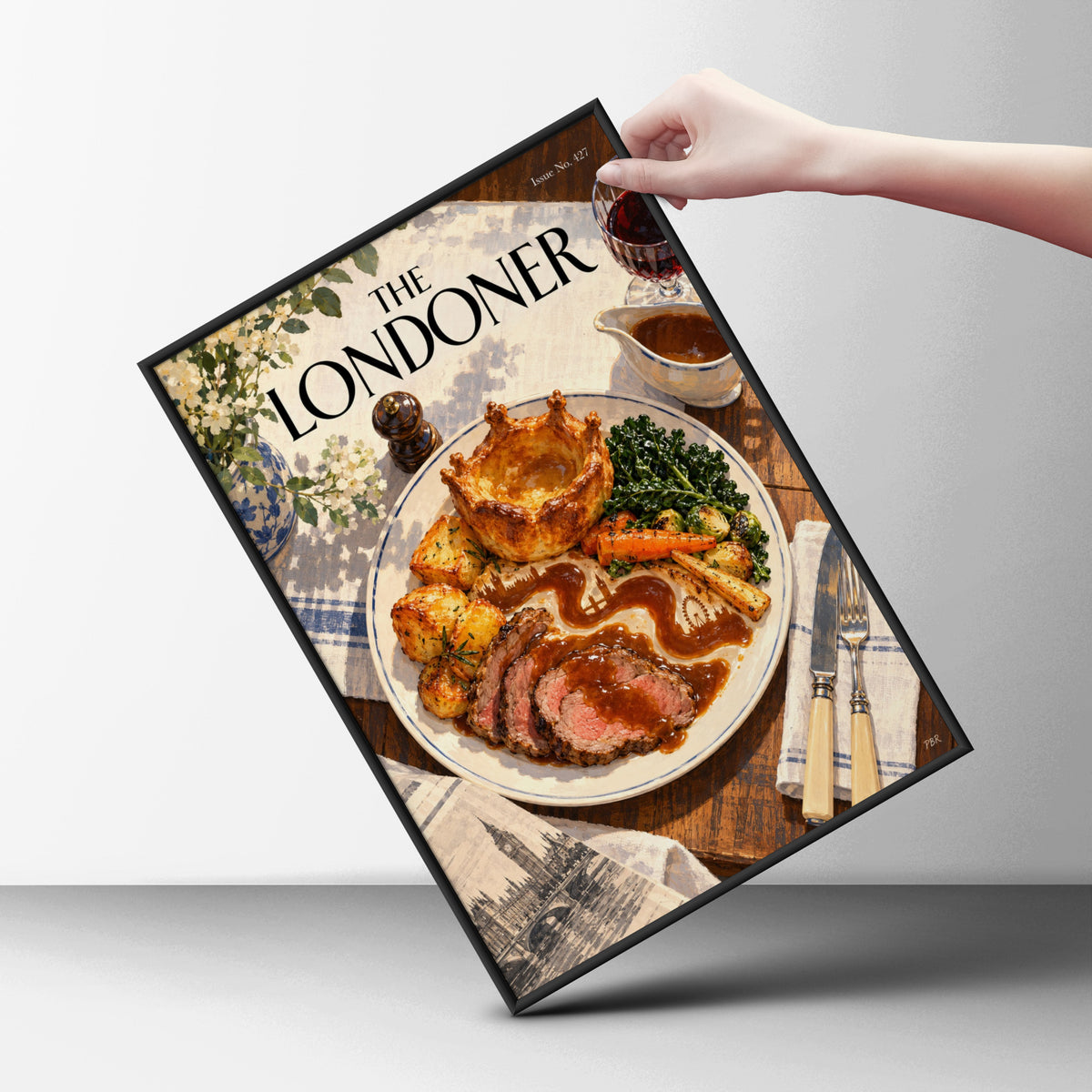 London Sunday Roast Poster, British Food Wall Art, Kitchen Art Print, Dining Room Decor