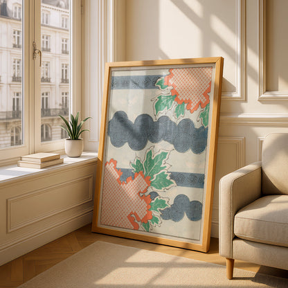 Vintage Japanese Woodblock Print, Bijutsukai 1901, Japandi Wall Art Poster – A5 Oak frame