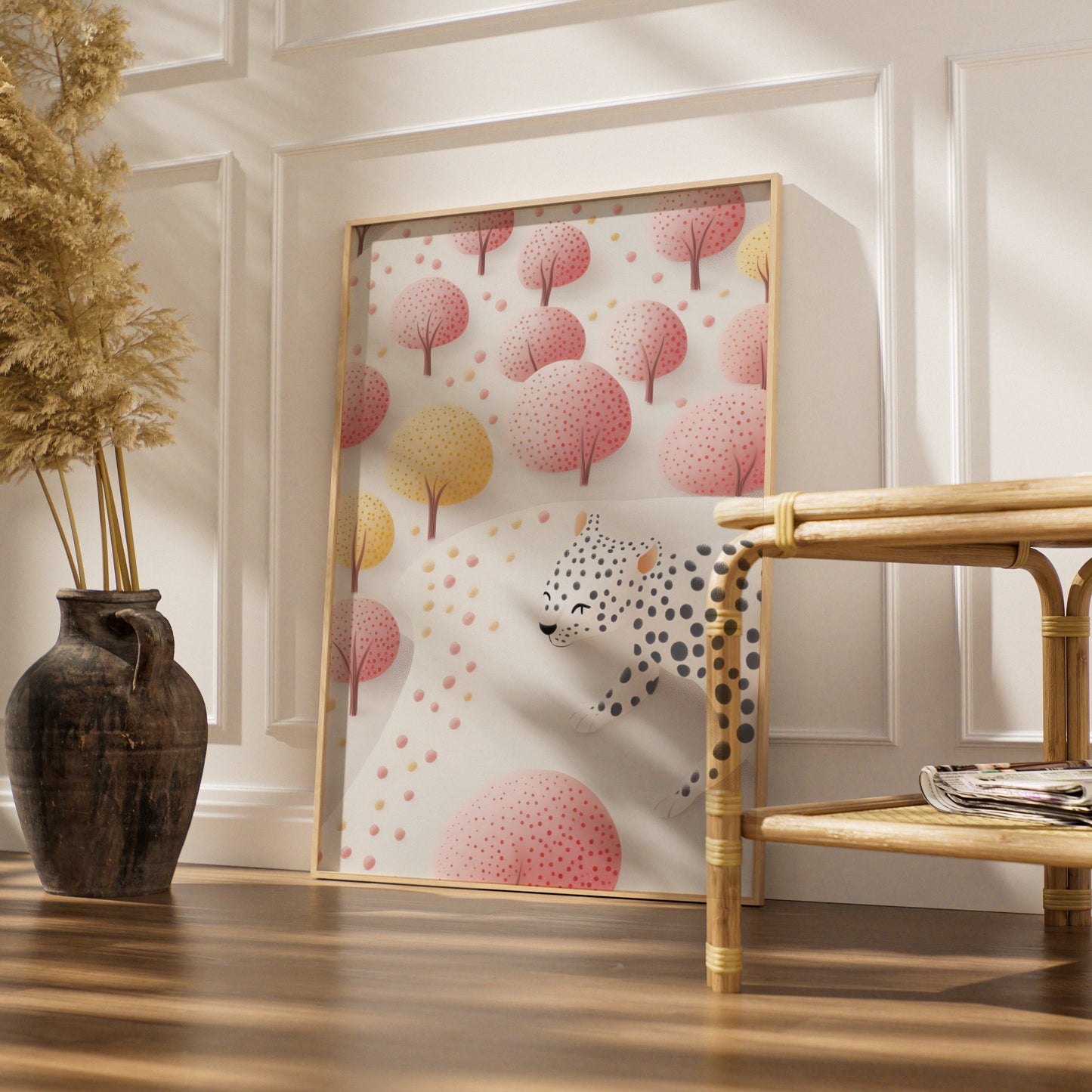 Leopard Nursery Wall Art, Pink Cheetah Print, Baby Girl Room Poster, Cute Animal Decor