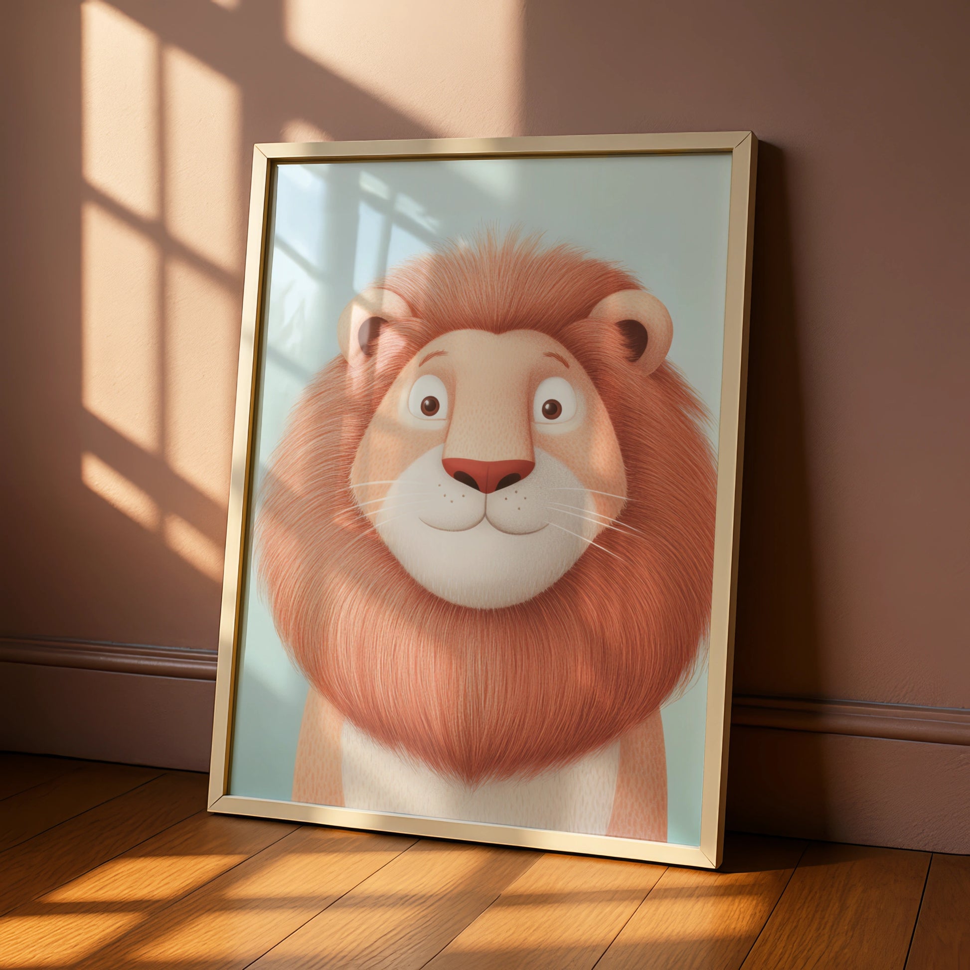 Cute Lion Nursery Wall Art, Baby Animal Poster, Kids Room Print, Safari Decor