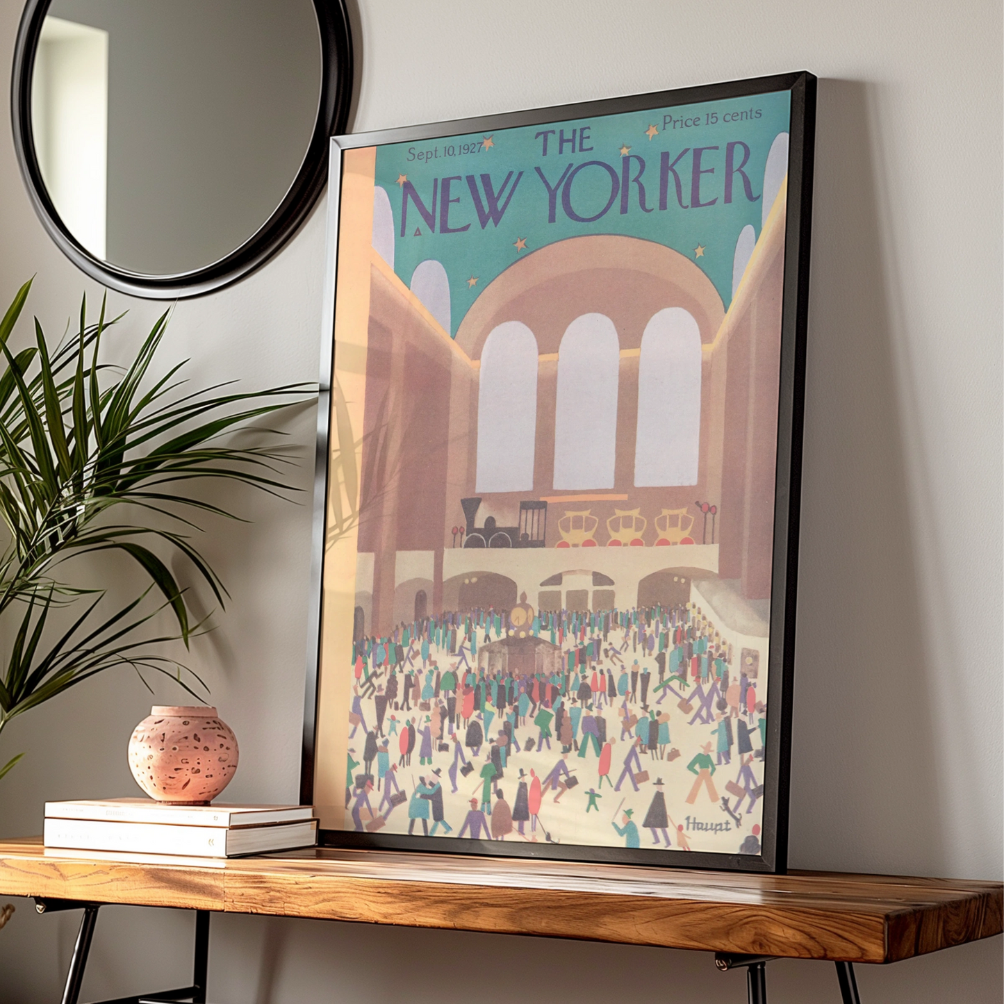 The New Yorker 1927 Grand Central Station Poster, Vintage Art Deco NYC Wall Art