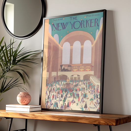 The New Yorker 1927 Grand Central Station Poster, Vintage Art Deco NYC Wall Art