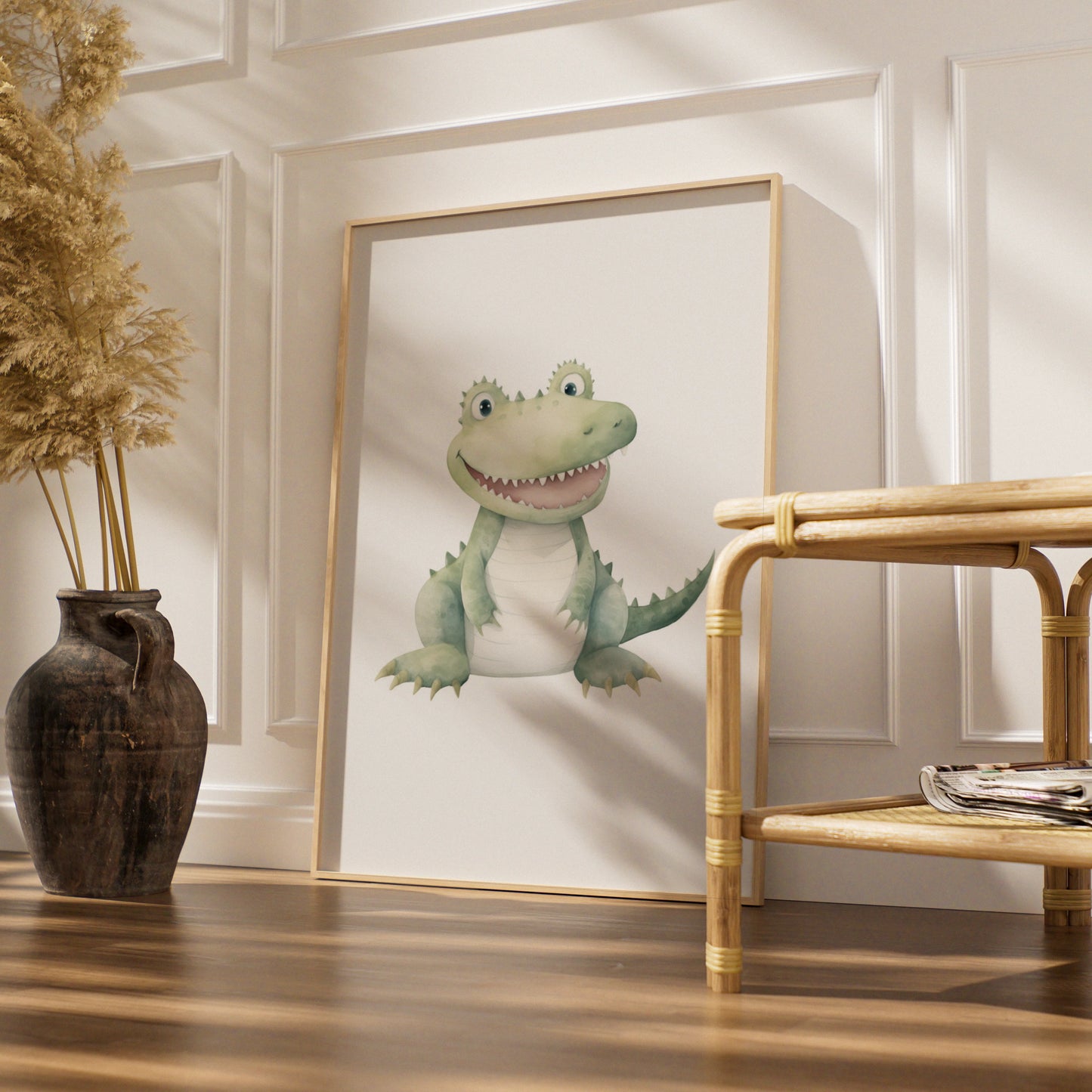 Cute Crocodile Nursery Wall Art, Watercolour Animal Poster, Kids Room Print, Baby Shower Gift