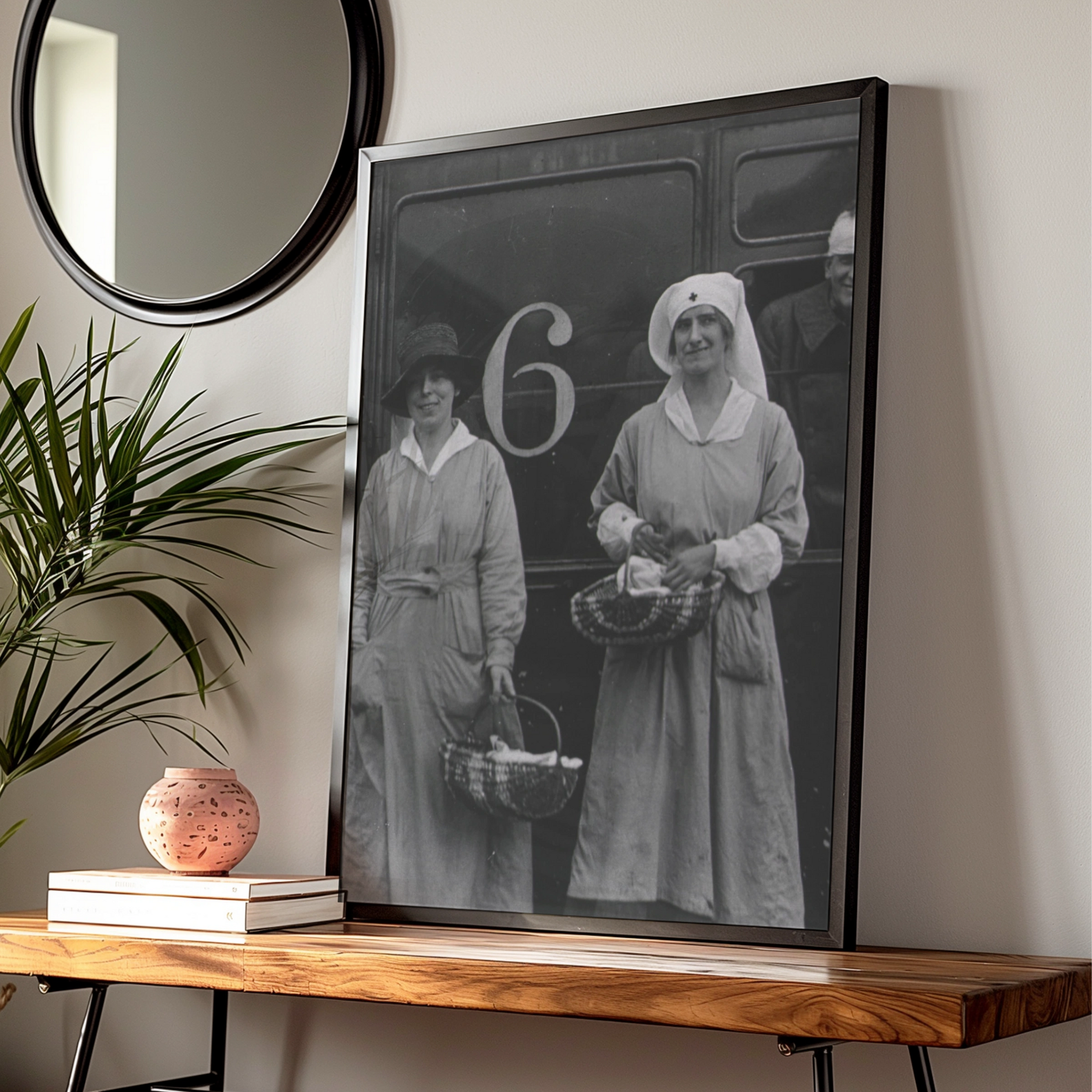 WW1 Nurses Vintage Photo Poster, Red Cross Women War History Black White Print