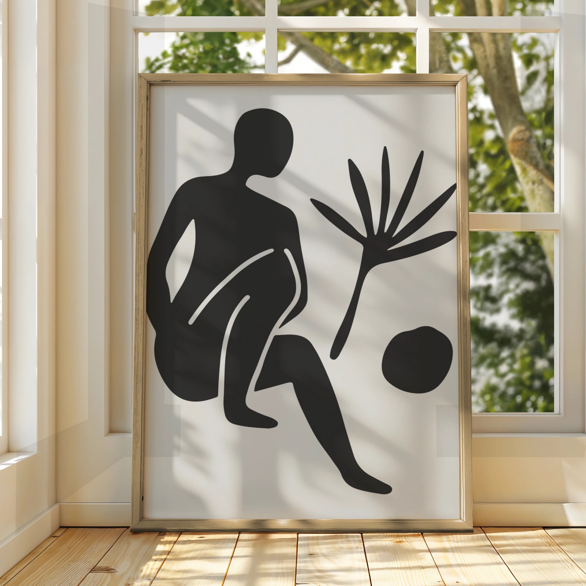 Henri Matisse Black Figure Poster, Abstract Body Art Print, Minimalist Grey Wall Art