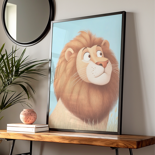 Lion Nursery Wall Art, Cute Lion Print, Baby Boy Room Poster, Safari Animal Decor