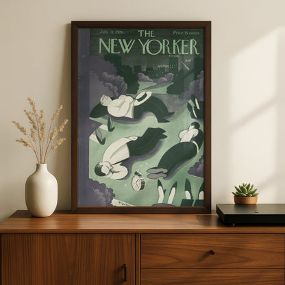 The New Yorker July 1926 Cover Poster, Vintage Art Deco Park Sleepers Wall Art