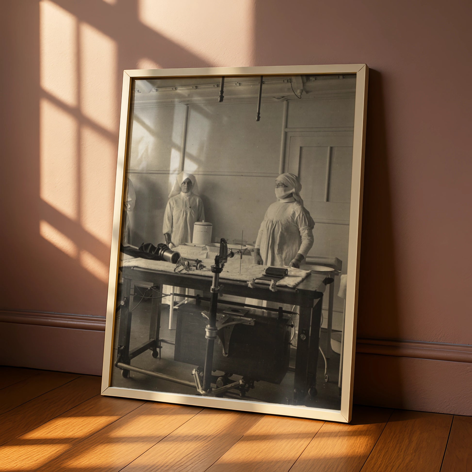Vintage Operating Theatre Poster, Antique Medical Nurses Print, Sepia Hospital Wall Art
