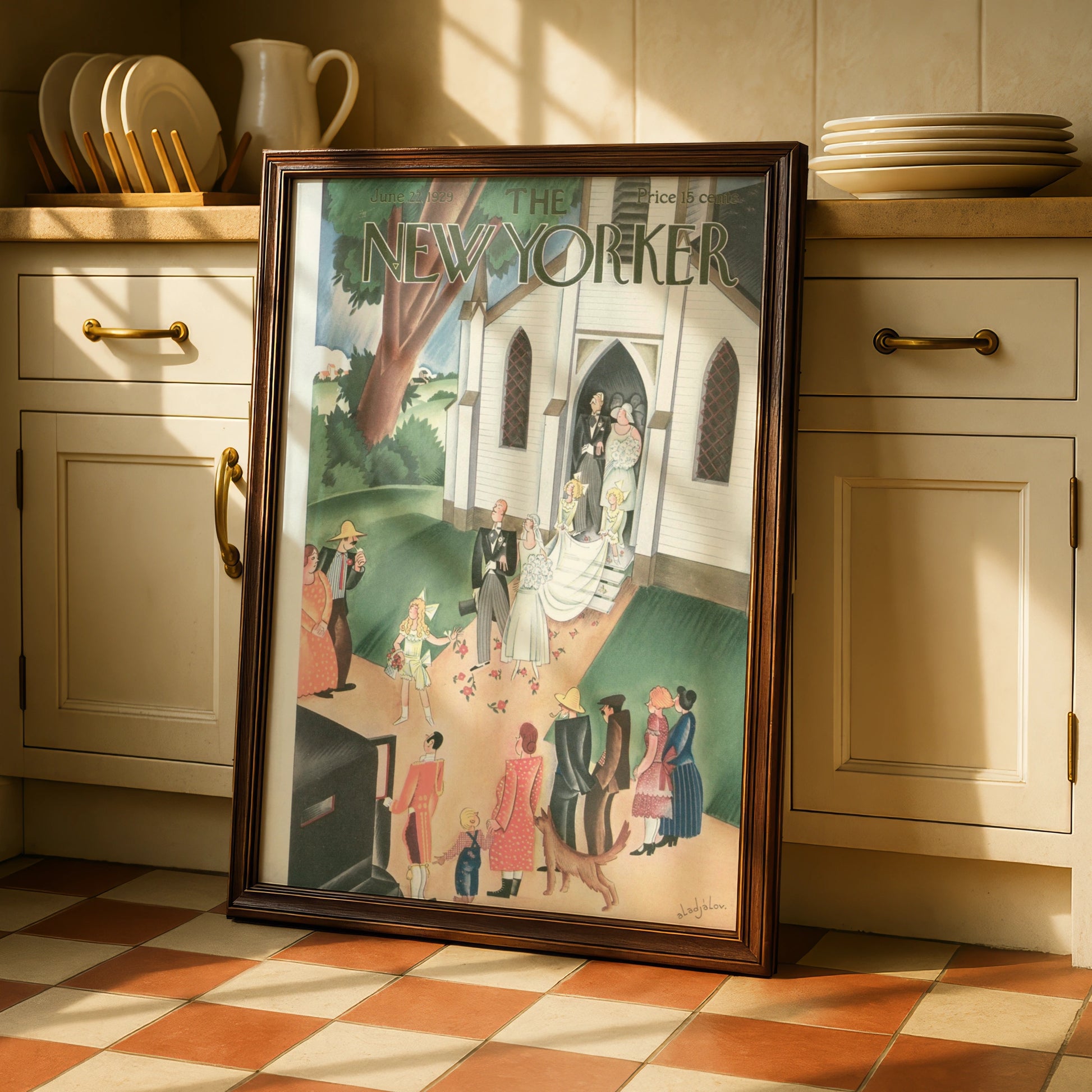 New Yorker 1929 Wedding Cover Poster, Vintage Church Bride Art Print, Retro Wall Art
