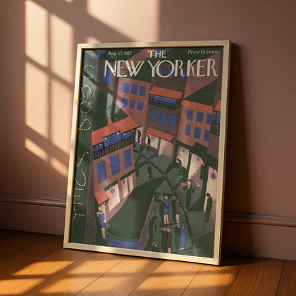 New Yorker 1927 Cover Poster, Art Deco NYC Street Scene, Vintage Magazine Wall Art