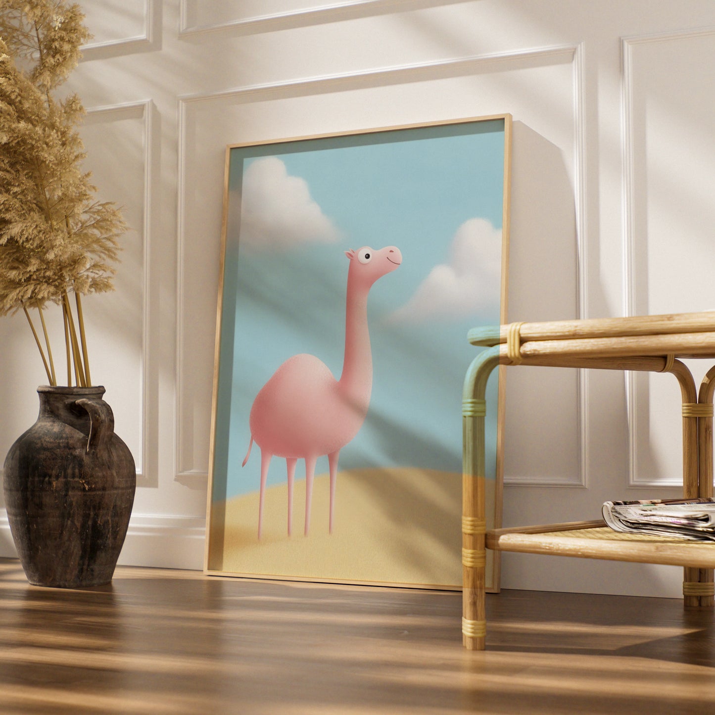 Cute Camel Nursery Wall Art, Pink Desert Animal Print, Kids Room Poster, Baby Decor