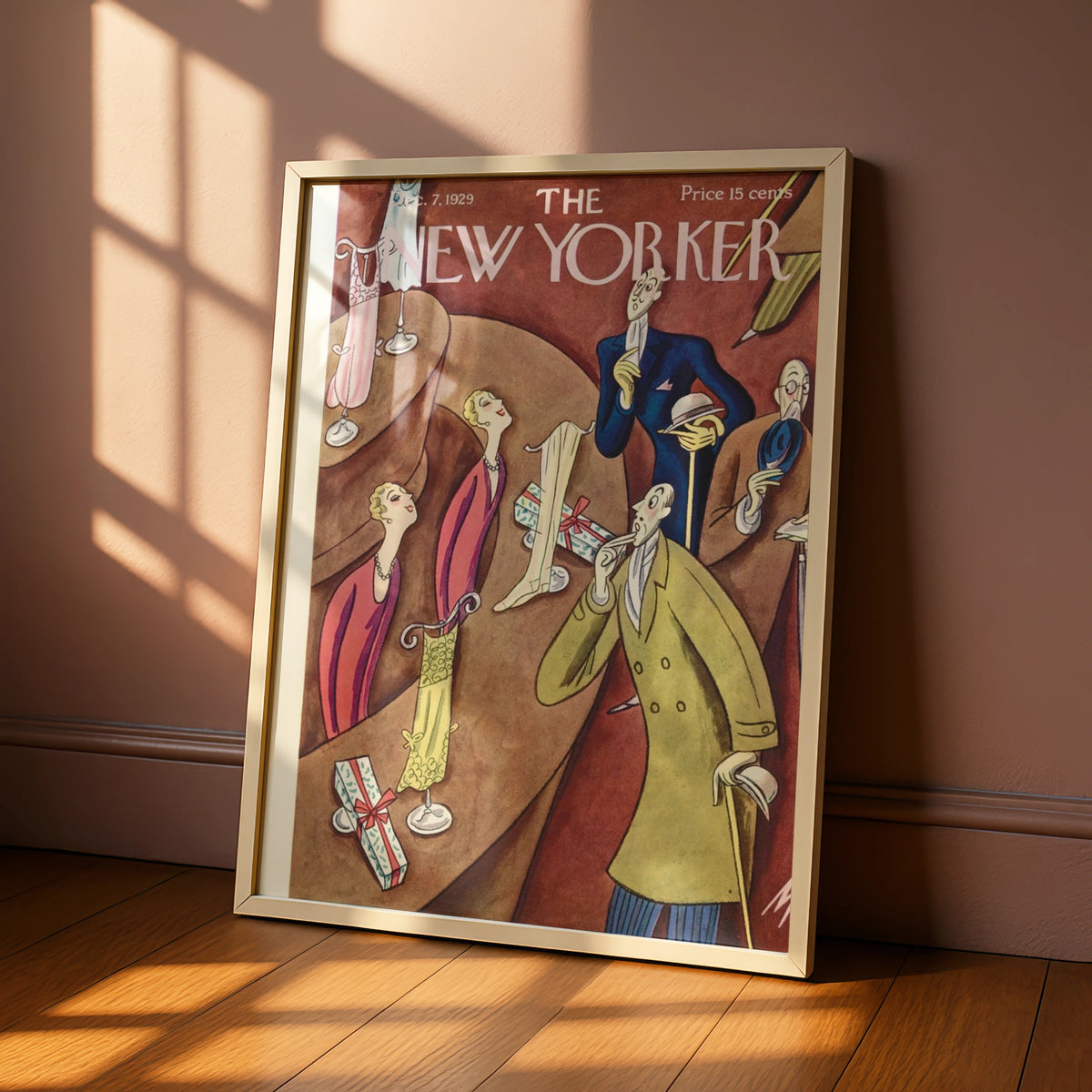 New Yorker 1929 Cover Poster, Art Deco Christmas Shopping Print, Vintage Magazine Wall Art