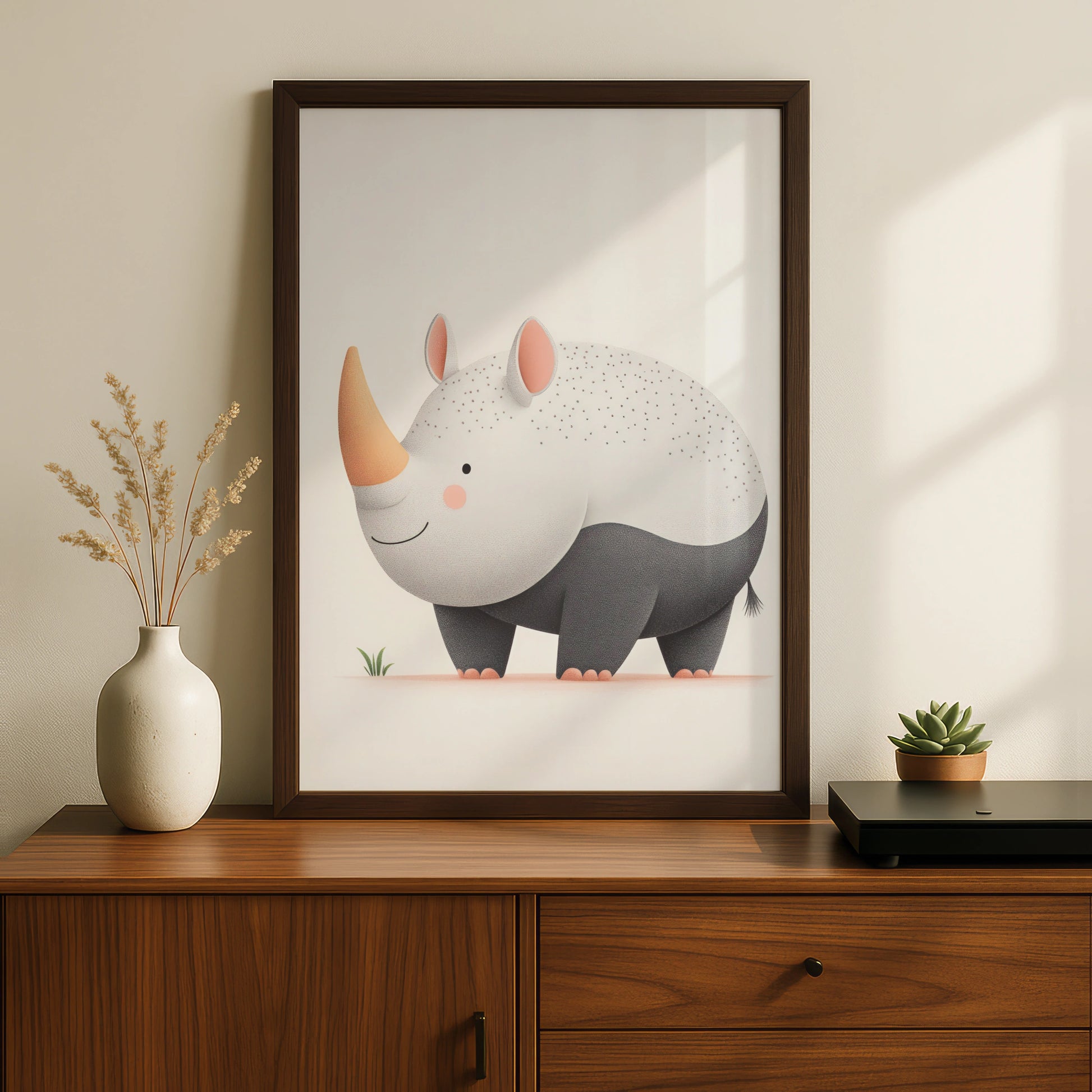 Cute Rhino Nursery Wall Art, Safari Animal Print, Kids Room Poster, Baby Shower Gift