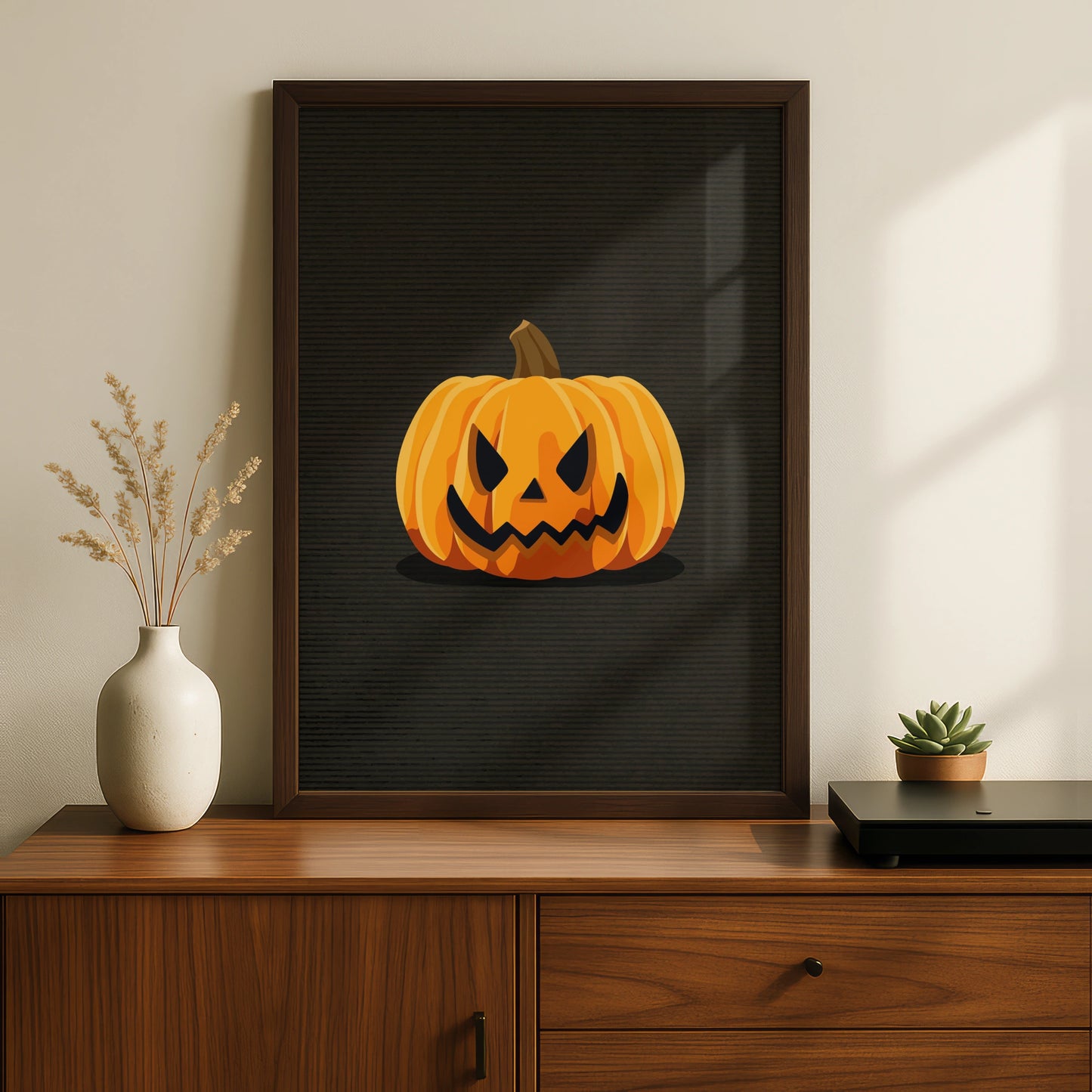 Halloween Pumpkin Jack O Lantern Poster, Spooky Orange Wall Art, Dark Halloween Decor Print