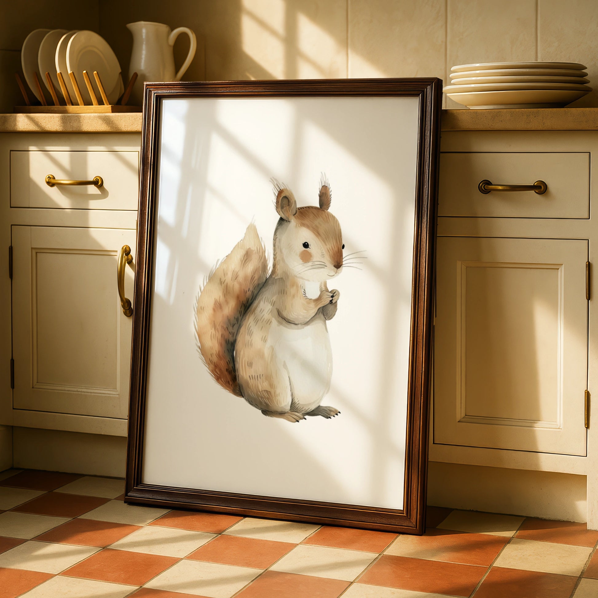 Squirrel Nursery Wall Art, Woodland Animal Print, Baby Room Poster, Neutral Boho Decor