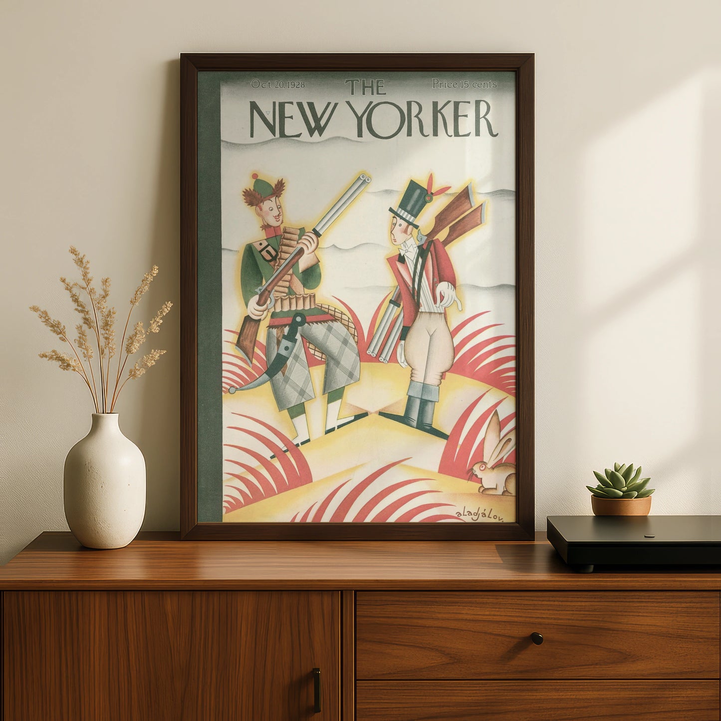 New Yorker 1928 Cover Art Poster, Vintage Hunting Scene, Art Deco Wall Print