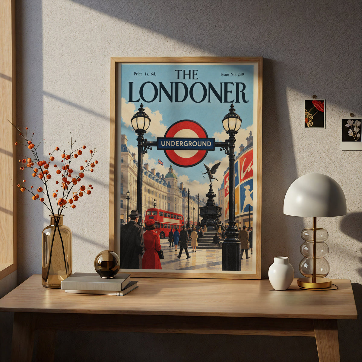 Vintage London Underground Poster, Piccadilly Circus Wall Art, Retro Magazine Cover Art Print