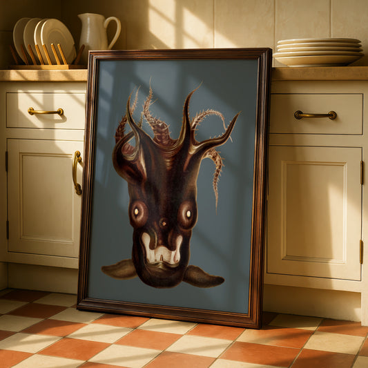 Halloween Monster Creature Poster, Dark Horror Wall Art, Spooky Demon Print, Gothic Occult Decor