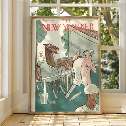 The New Yorker August 1928 Horse Racing Cover Poster, Vintage Art Deco Wall Art Print