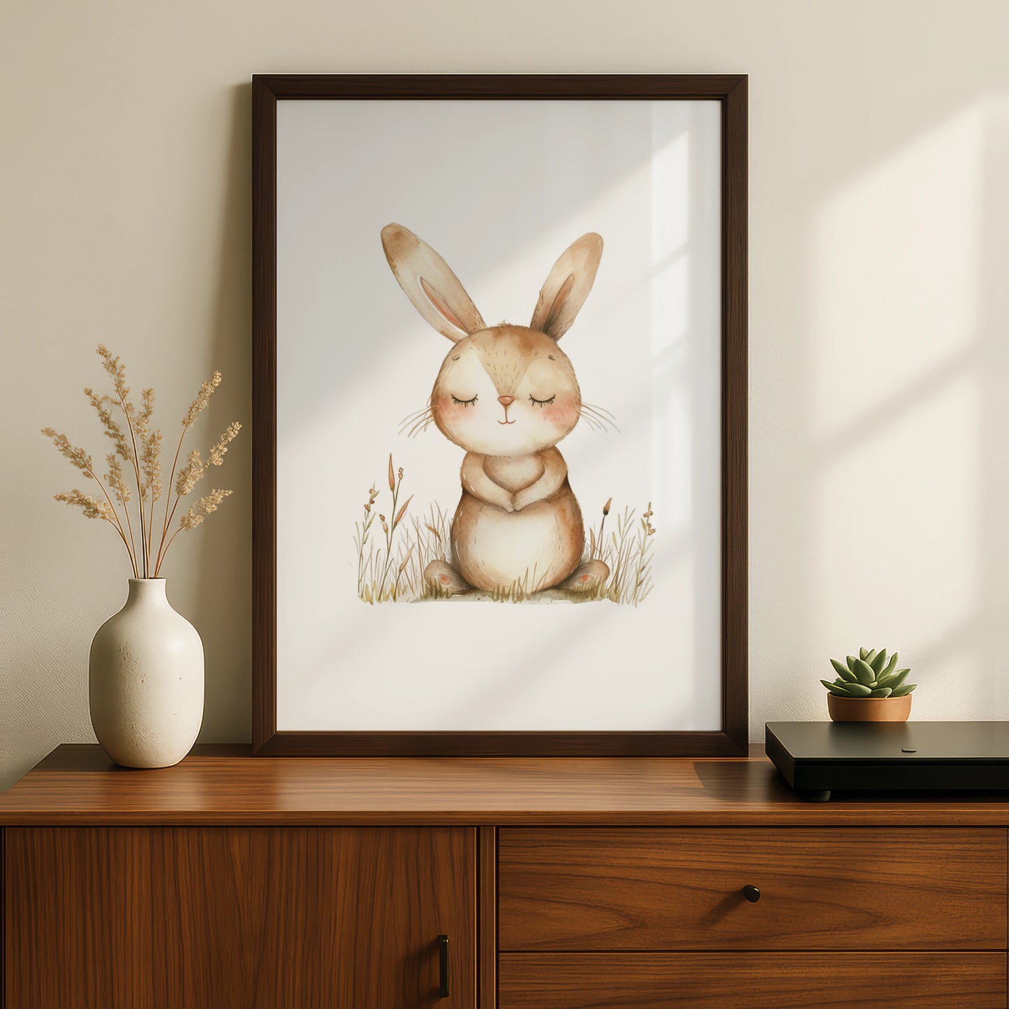 Nursery Bunny Rabbit Poster, Watercolour Baby Wall Art, Cute Rabbit Print, Kids Room Decor