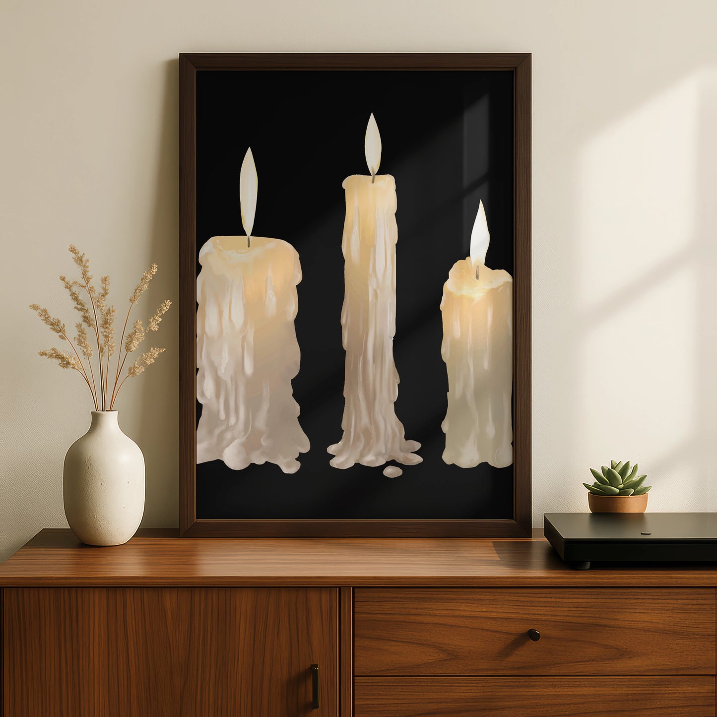 Halloween Candle Art Print, Dripping Wax Candles Poster, Dark Gothic Wall Art, Spooky Decor