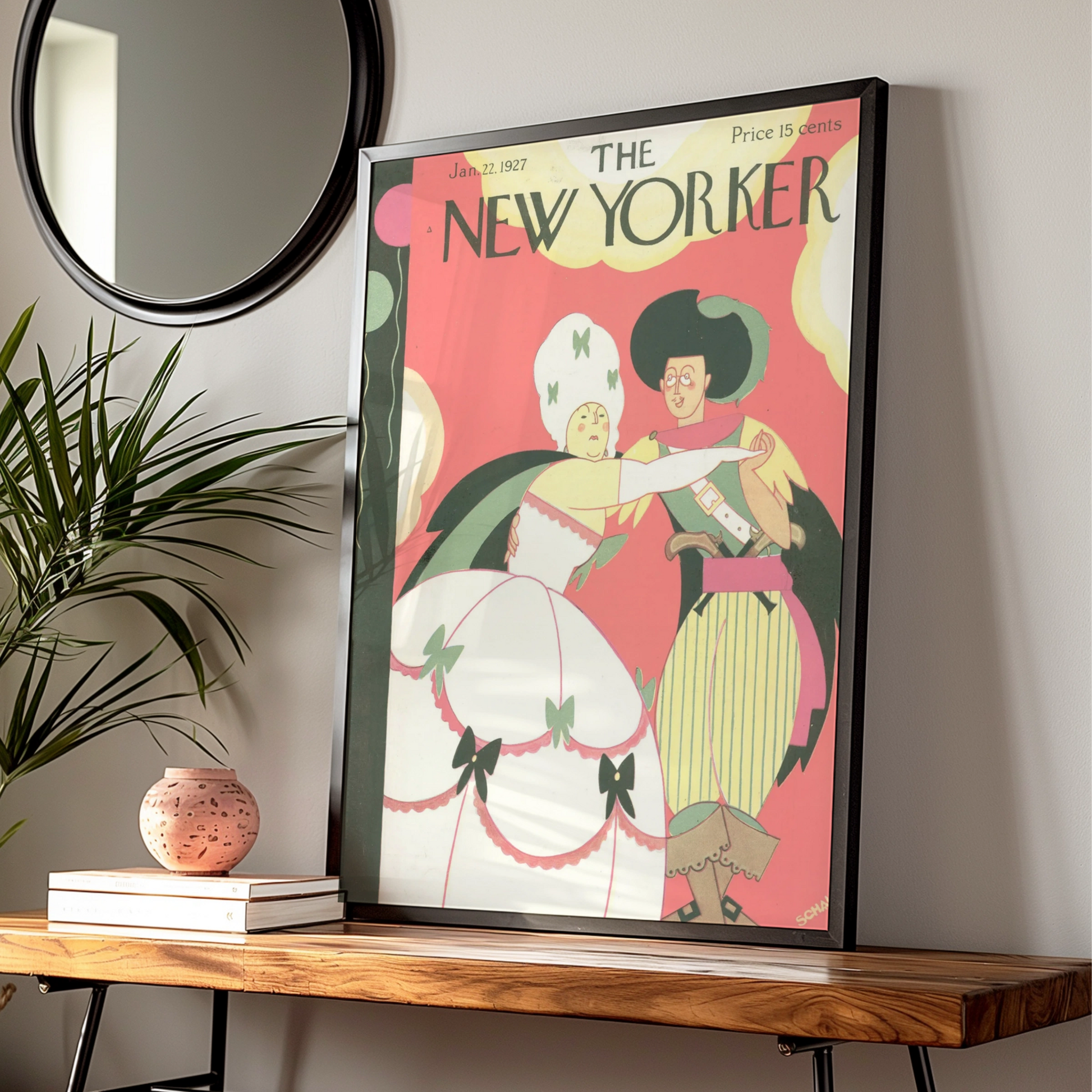 New Yorker 1927 Vintage Cover Poster, Art Deco Masquerade Ball Print, Retro Wall Art