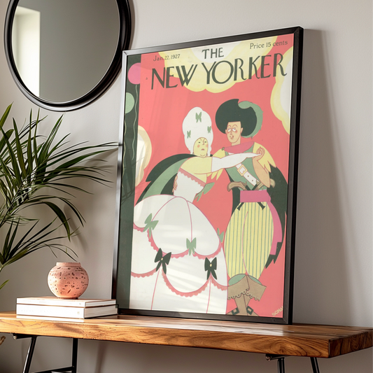 New Yorker 1927 Vintage Cover Poster, Art Deco Masquerade Ball Print, Retro Wall Art