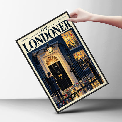 The Londoner Vintage Magazine Cover Poster, London Street Wall Art, Policeman Black Door Art Print